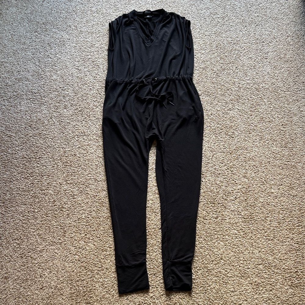 Onepiece Norwegian Norway Woman’s Black Bamboo V-Neck Sleeveless Jumpsuit Small
